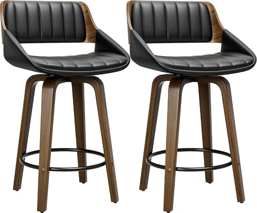 Miniatura 10 de YaFiti Taburetes de bar giratorios, taburetes de bar de 26 pulgadas de altura de mostrador, taburetes modernos de mediados de siglo con respaldo