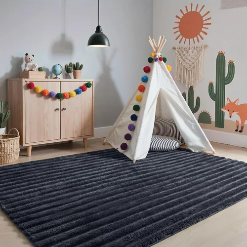 Miniatura 8 de GENIMO Alfombra de área de 5 x 7 pies para dormitorio, alfombra suave y antideslizante para niños y niñas, alfombras de felpa sólidas para sala
