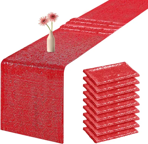 Miniatura 43 de Camino de mesa de lentejuelas de 72 pulgadas de largo, camino de mesa navideño con purpurina para fiesta, boda, bebé nupcial, 2 piezas, oro rosa
