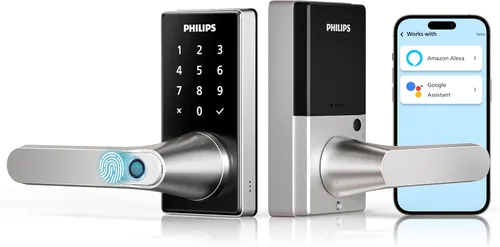 Miniatura 9 de Philips - Cerradura de puerta inteligente Wi-Fi con asa, cerradura de puerta de entrada sin llave, perilla de puerta de huellas dactilares, control