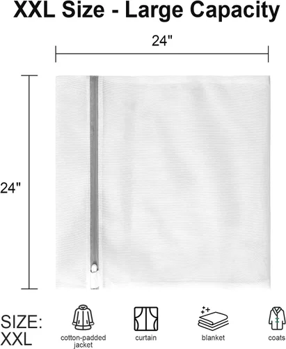 Miniatura 2 de Pack de 3 bolsas de malla XXL de MDSXO - Bolsa grande y duradera para lavar prendas delicadas en la lavadora para chaquetas, cortinas, jeans, 61 *