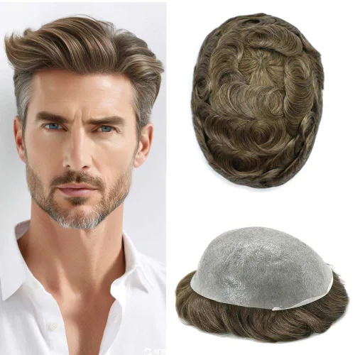 Miniatura 83 de Hombres Toupee Hair Thin Skin Men Human Hair Piece Men Toupee Cabello humano V-loop de aspecto natural Toupee Hombres Hairpiece Men Hair System