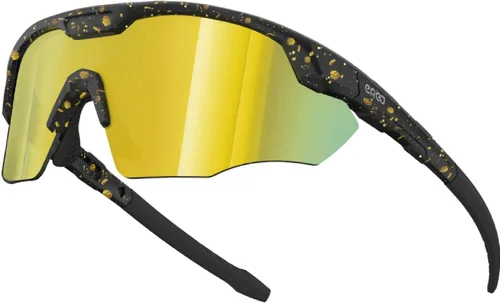 Gafas de sol deportivas XL para hombres, béisbol, correr, ciclismo, voleibol, MTB, regalos de recreación al aire libre. S596 Negro / Punto / Oro