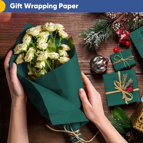 Miniatura 6 de Vanhench Rollo de Papel de Regalo Verde 17.5"×963" (80 1/4 PIES), Rollo de Papel Kraft Verde Artístico de Color Sólido para Manualidades, Papel