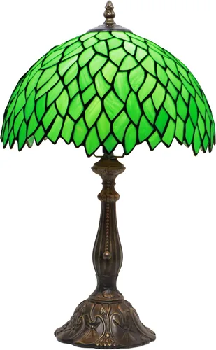 Miniatura 11 de Tiffany Lamp Stained Glass Table Lamp Bedside Reading Light W12H19 Inches (Sea Blue Dragonfly Style)
