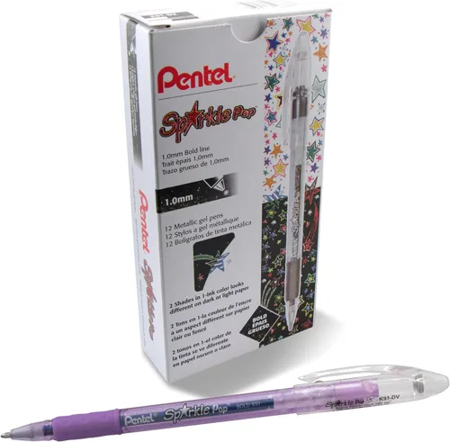 Miniatura 14 de Pentel Sparkle Pop Bolígrafo de Gel Metálico, (1.0mm) Línea Gruesa, Rosa, Caja de 12 Bolígrafos (K91-DP)
