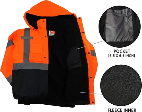 Miniatura 2 de WJ9011/12 - Chaqueta de seguridad para hombre, ANSI Clase 3 de alta visibilidad, impermeable