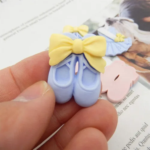 Miniatura 5 de Paquete de 24 zapatos de ballet con parte trasera plana, adornos de falda, zapatos de punta de resina y tutú, adornos de bricolaje, álbumes