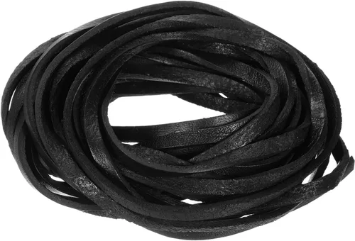 Miniatura 17 de uxcell Cordón de cuero plano de 5.5 yardas, 0.079 in, tiras de cuero de 0.079 pulgadas de grosor, cuerdas de cordones para manualidades, Negro