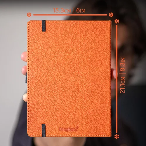 Miniatura 6 de Dingbats* Cuaderno de escritura con líneas de vida silvestre A5 - Tapa dura de cuero vegano - Ideal para trabajo, viajes - Incluye bolsillo, cierre