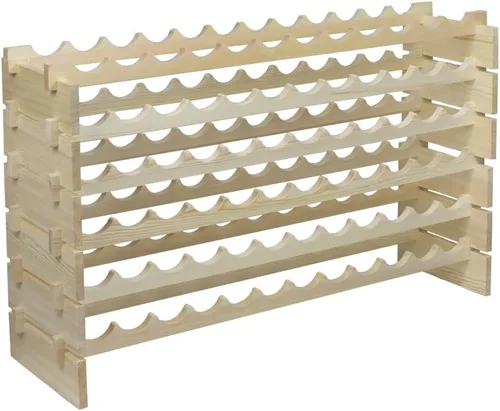 Miniatura 2 de Estante modular para vino 72, estante apilable para almacenamiento de vino, estantes de exhibición de madera maciza, sin tambaleo (72 botellas)