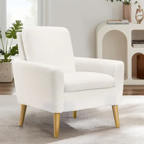Miniatura 18 de Juego de 2 sillas decorativas para sala de estar, silla de lectura cómoda tapizada de tela, sillón moderno de mediados de siglo para dormitorio, Gris
