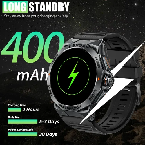 Miniatura 6 de Reloj inteligente militar para hombre, para responder/hacer llamadas, 1.43 pulgadas, AMOLED siempre encendido, reloj inteligente resistente