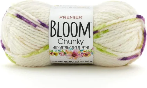 Miniatura 2 de Premier Yarns Bloom - Hilo grueso, hilo con patrón automático para ganchillo y tejer, Hydrangea, 3.5 oz, 109 yardas