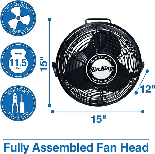 Miniatura 4 de Air King 9312 Ventilador de pared de acero con recubrimiento en polvo, negro
