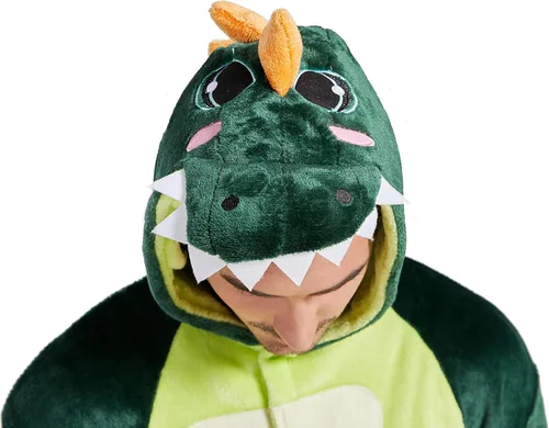 Miniatura 4 de Disfraz de pijama de animal para adultos, disfraz de dinosaurio de una pieza de felpa