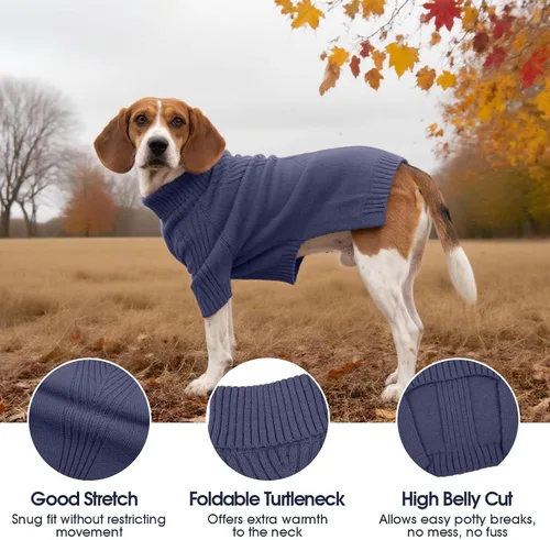 Miniatura 3 de IECOii Suéter XL para Perro, Ropa de Invierno para Perros Grandes Hembras y Machos, Suéter Suave Cálido de Cuello Alto para Perro, Ligero