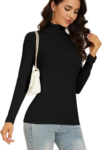 Miniatura 4 de Women's Turtleneck Long Sleeve Thermal Tops Slim Fitted Lightweight Thin Basics Layer Tshirt (XS-2XL)