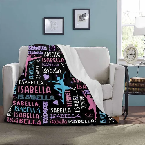 Miniatura 4 de InterestPrint Mantas personalizadas para niños con nombres, manta suave de ballet con nombre personalizado para niña y mujer