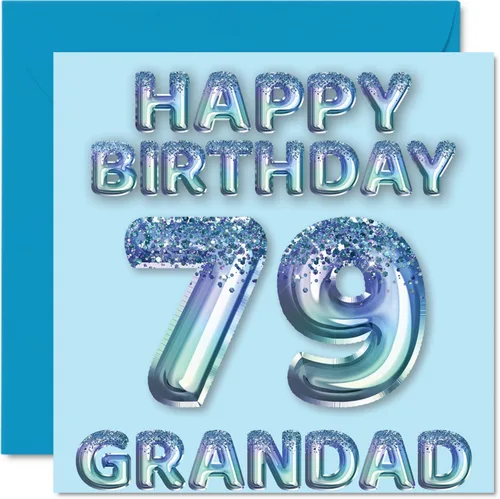 Miniatura 296 de Stuff4 Tarjeta de primer cumpleaños para niños, globo de fiesta con purpurina azul, tarjetas de feliz cumpleaños para niño de 1 año, nieto, hijo, 57