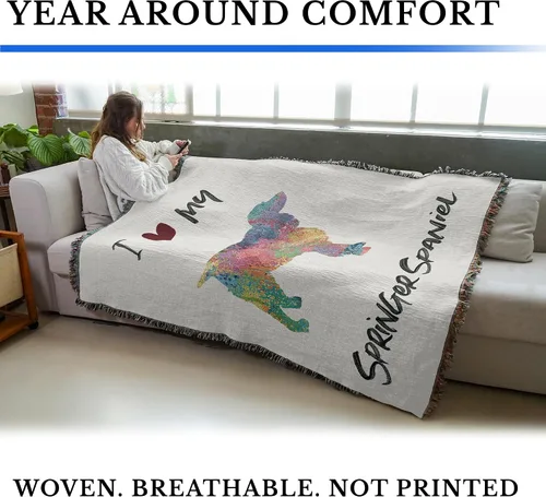 Miniatura 3 de Pure Country Weavers Manta con diseño de Springer Spaniel inglés "I Love My English Springer Spaniel", regalo para los amantes de los perros, manta