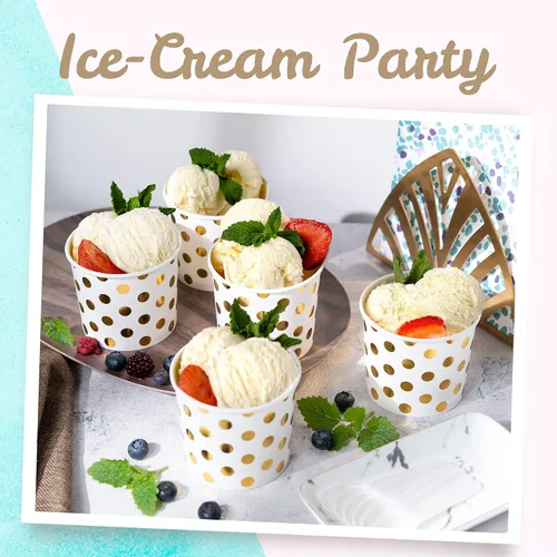 Miniatura 2 de MATICAN Vasos de papel para helado, 50 cuencos de postre desechables de 11 onzas para alimentos calientes o fríos, suministros de fiesta de 11