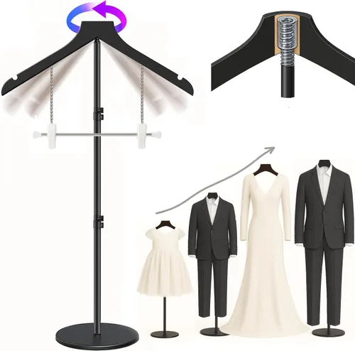 Miniatura 7 de Soporte para camisetas (negro, 44.5 pulgadas con soporte para sombreros, 1 unidad)