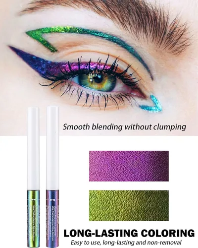 Miniatura 3 de Chameleon Glitter Eyeliner Liquid - 1 bolígrafo de maquillaje metálico verde de alta pigmentación para sombra de ojos, delineador de ojos multicromo