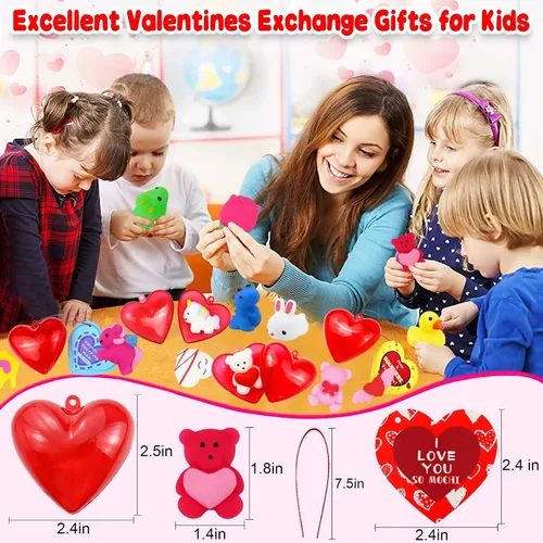 Miniatura 5 de Paquete de 28 regalos para el día de San Valentín para el aula de niños, juguetes blandos Mochi prellenados con tarjetas de San Valentín para niños