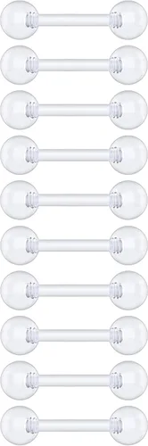 Miniatura 15 de Anillos de plástico para pezón – Anillos de lengua transparentes – Piercing hipoalergénico recto Bioflex