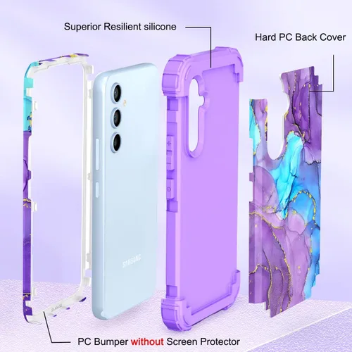 Miniatura 4 de Hocase Funda para Galaxy A37 5G, protección resistente a prueba de golpes, parachoques de goma de silicona suave+funda protectora híbrida