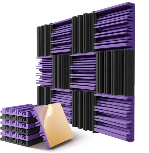 Paquete de 12 paneles de pared insonorizados, paneles de espuma acústica de 12" x 12" x 2" para paredes, panel insonorizante autoadhesivo, paneles