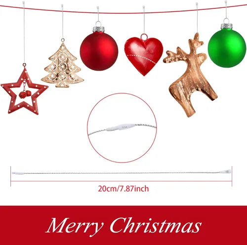 Miniatura 2 de Nuanchu Perchas de adornos de Navidad, cuerda precortada para adornos, ganchos de adorno con cierre a presión, cuerdas colgantes de poliéster