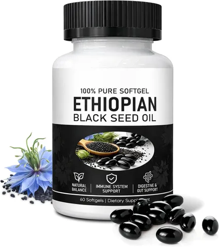 Cápsulas de aceite de semilla negra etíope 4.64% timoquinona – Cápsulas blandas de aceite de semilla de comino negro prensado en frío puramente