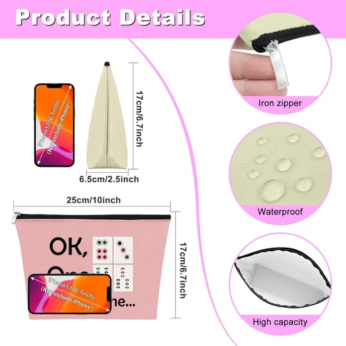 Miniatura 2 de Mxrymvu 2 bolsas de maquillaje para amantes de Mahjong, bolsa de maquillaje para jubilación, bolsa de cosméticos, regalo divertido para mujeres