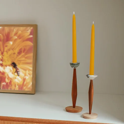 Miniatura 5 de 8 velas cónicas de cera de abeja, velas naturales hechas a mano de 9 pulgadas, sin goteo y sin humo, 9 horas de tiempo de combustión crudo