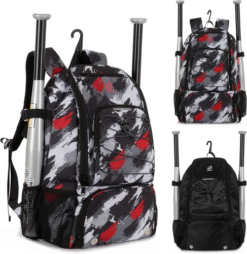 Miniatura 9 de Bolsa para bate de béisbol y sóftbol para jóvenes Adultos, mochila de equipo de béisbol con compartimento para zapatos, gancho para cerca
