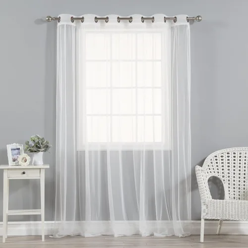 Miniatura 8 de Best Home Fashion juego de cortinas combinadas y mezcladas con estampado marroquí, para oscurecimiento de habitación, 4 unidades, arandelas