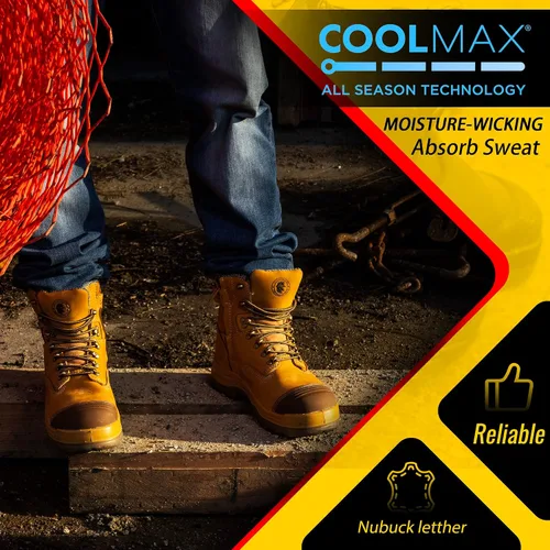Miniatura 2 de ROCKROOSTER Botas de trabajo para hombre, 7 pulgadas, punta de acero, cremallera lateral, zapatos de cuero aceitado de seguridad antideslizantes