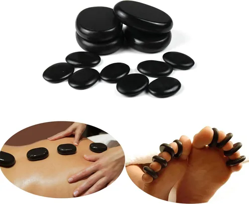 Miniatura 9 de Juego de 16 piedras de masaje caliente grandes, piedras naturales de lava para aliviar el dolor de SPA 8868