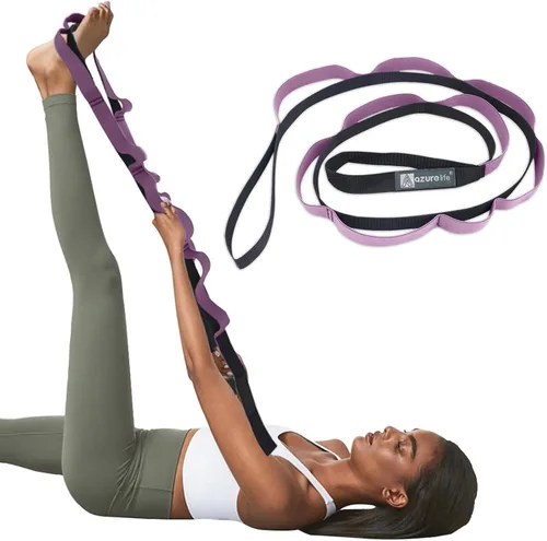 Miniatura 8 de A AZURELIFE Half-Elastic Stretch Straps with 11 Loops, Stretching Strap for Physical Therapy, Multi-Loop Yoga Strap Fitness Exercise Strap for Yoga