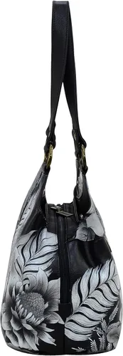 Miniatura 4 de Anuschka Hobo grande con triple compartimento de piel auténtica para mujer - Exterior pintado a mano