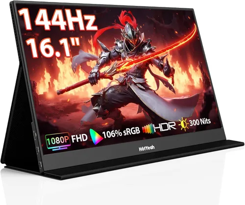 HotYeah Monitor de viaje portátil, monitor portátil de 16.1 pulgadas, 144 Hz, 1080P FHD, pantalla 106% sRGB HDR, pantalla externa USB-C HDMI con