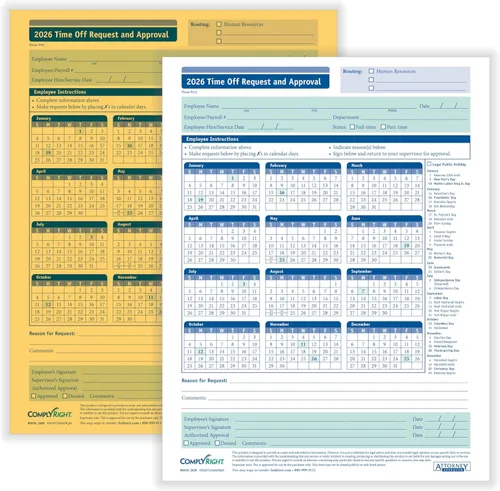 Miniatura 9 de ComplyRight Formulario de solicitud y aprobación de tiempo libre 2025, pequeño (5 1/2 pulgadas x 8 1/2 pulgadas), 2 partes, paquete de 50