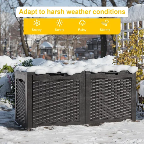 Miniatura 4 de ROJIK - Caja de almacenamiento para exteriores, impermeable, para patio y piscina, herramientas de jardín y cojines, banco con tapa con cerradura