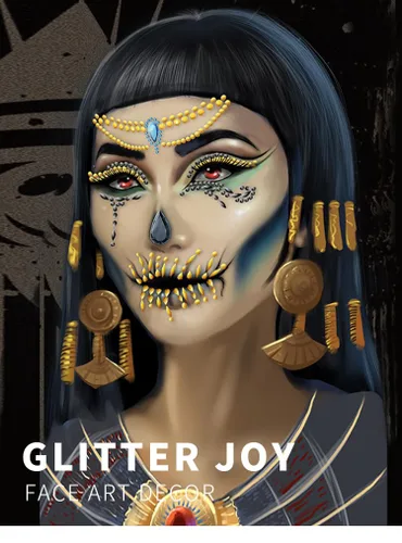 Miniatura 2 de The Ghost Bride Skeleton Face Gems Jewels Halloween Tatuajes faciales temporales con diamantes de imitación Día de los Muertos, cristales