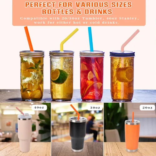 Miniatura 5 de Pajitas de repuesto reutilizables para vaso Stanley Cup de 40 onzas, popote de silicona extra largo para accesorios Stanley, juego de popotes rectos