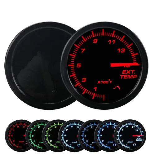 Medidor EGT de 7 colores, 0-1500 F - Kit de medidor de temperatura de gas de escape de pirómetro de 2-1/16 pulgadas, retroiluminación LED de 2.047