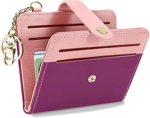 Miniatura 24 de Airkit Billeteras pequeñas para mujer, con bloqueo RFID, de cuero, con ventana de identificación, carteras para tarjetas para mujer, con monedero