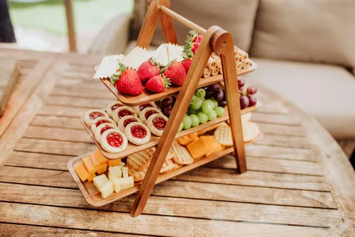 Miniatura 4 de PICNIC TIME NCAA - Bandeja de servir de 3 niveles, tablas de embutidos, platos de madera para servir (madera de acacia)